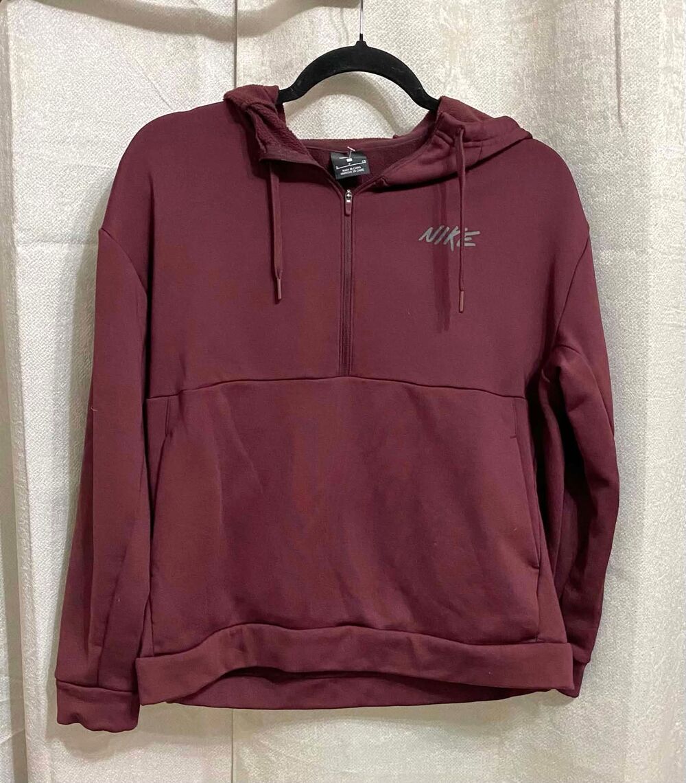 Nike Therma-FIT Women's Small Burgundy Fleece Lined 1/2 Zip Hoodie Pullover